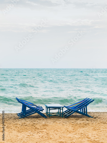 Beach chair in front the sea