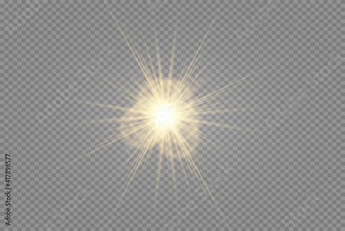 Glow isolated white transparent light effect set, lens flare, explosion, glitter, line, sun flash, spark and stars.