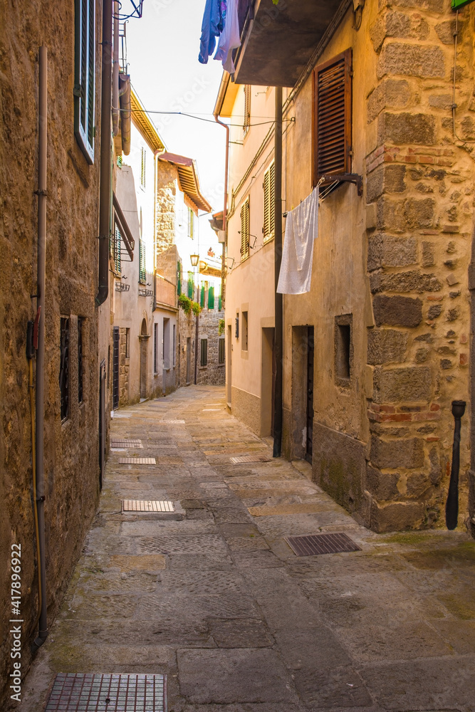 Fototapeta premium A street in the historic medieval village of Santa Fiora in Grosseto Province, Tuscany, Italy