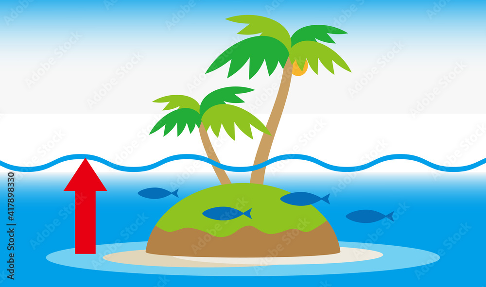 海面上昇で沈む南の島 Stock Vector Adobe Stock