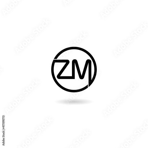Free Download Initial ZM Logo Design with shadow - GFXLoad