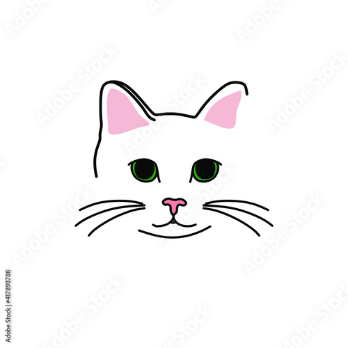 Hand drawn trendy illustration of a cute cat. Linear abstract fashion illustration. Suitable for logo  print. Vector