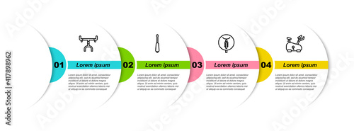 Set line Bicycle handlebar, Screwdriver, and Stationary bicycle. Business infographic template. Vector.