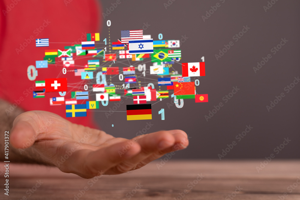 World map with all states and their flags,3d render. World map with all states and their flags,3d render.