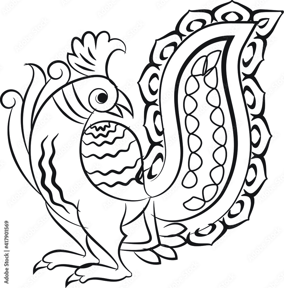 Obraz premium Kalamkari Indian traditional art on linen fabrics. peacock design on the different background. for textile printing, logo, wallpaper