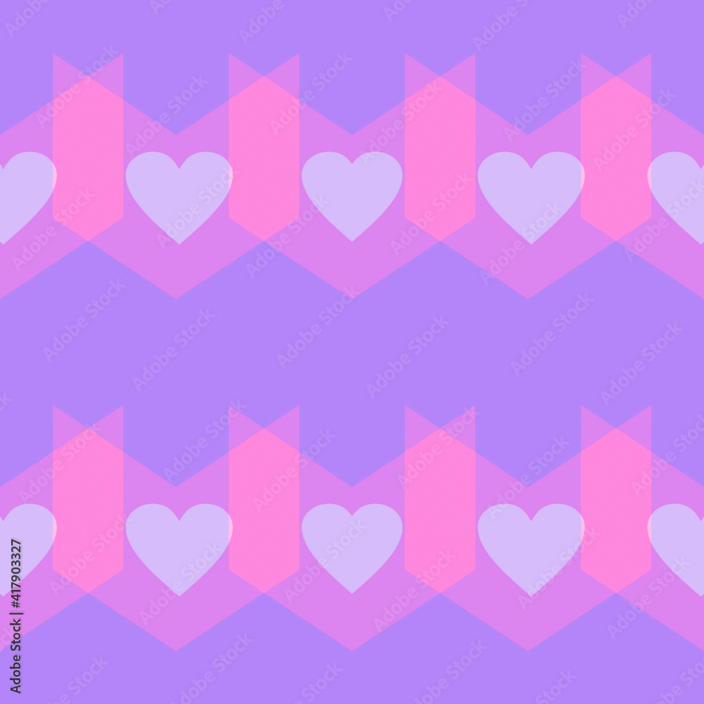 Hearts shaped decorative polygon pattern in abstract background, digital canvas art drawing, graphic design illustration wallpaper, pink background with heart