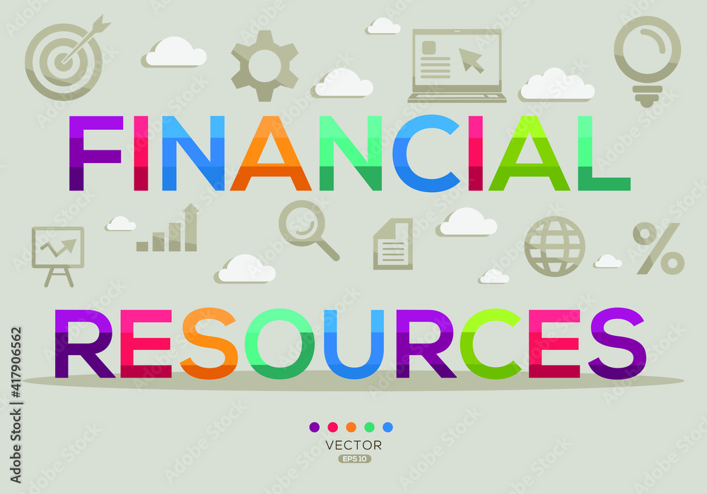 Creative (financial resources) Banner Word with Icon ,Vector illustration.