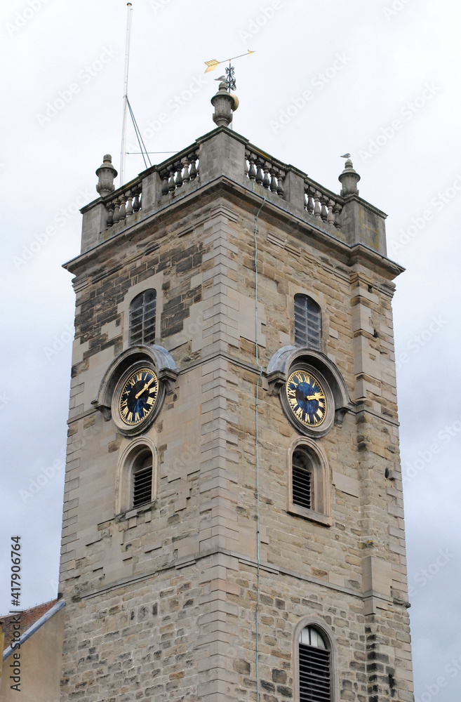 Old Stone Church Tower and Clock 