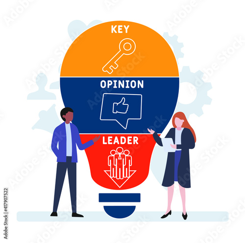 Flat design with people. KOL - Key Opinion Leader. acronym, business concept background.   Vector illustration for website banner, marketing materials, business presentation, online