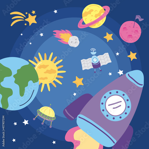 Wallpaper Mural cute space icons Torontodigital.ca
