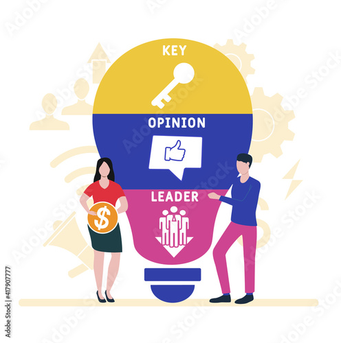 Flat design with people. KOL - Key Opinion Leader. acronym, business concept background.   Vector illustration for website banner, marketing materials, business presentation, online