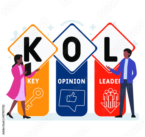 Flat design with people. KOL - Key Opinion Leader. acronym, business concept background.   Vector illustration for website banner, marketing materials, business presentation, online
