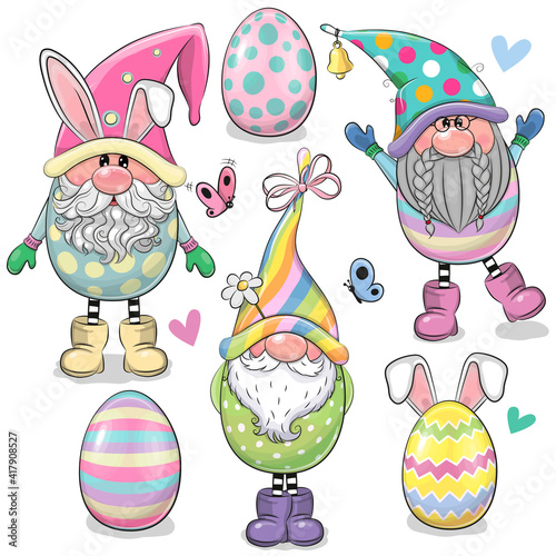 Cartoon Easter Gnomes isolated on a white background