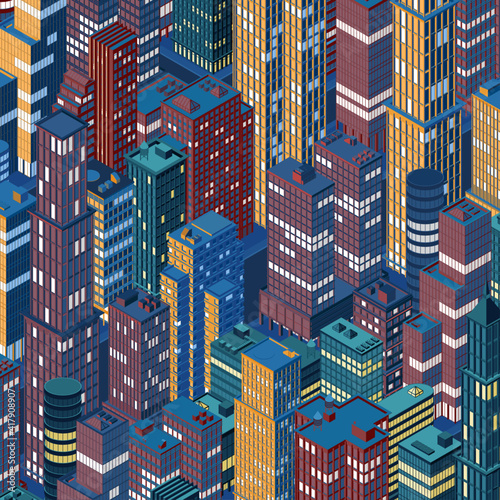 Photography Isometric city centre, cityscape, city skyline