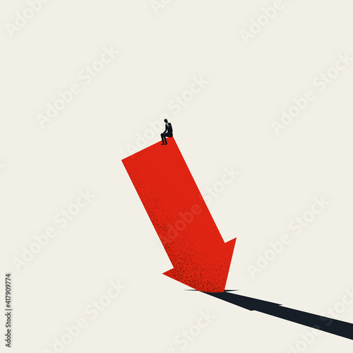 Business crisis or depression vector concept. Stock market crash. Businessman with losses.