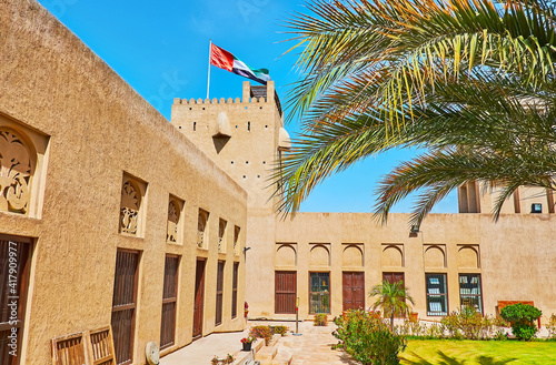 The watch tower in building of History Museum, Al Shindagha neighborhood, Dubai, UAE photo