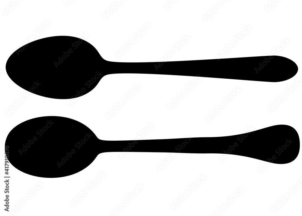 Kitchen spoons in a set. Vector image. Kitchen spoons in a set. Vector image.