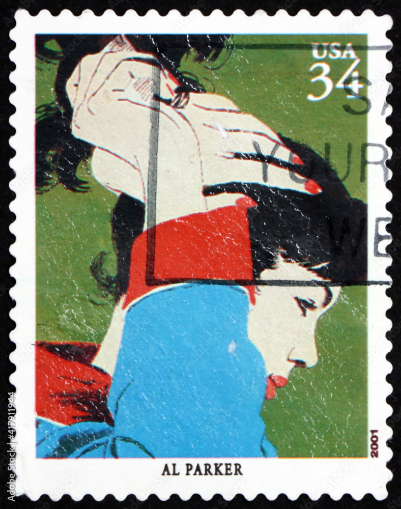 Postage stamp USA 2001 illustration, by Al Parker