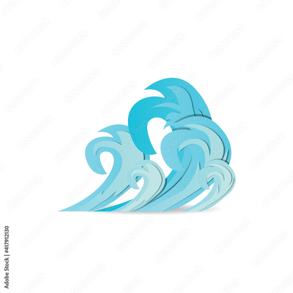 Paper cut wave water design element vector Paper cut wave water design element vector