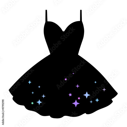 womens cocktail dress decorated with colorful stars