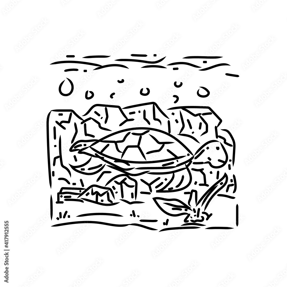 Fototapeta premium Save ocean monoline design illustration vector