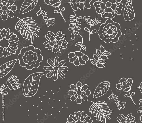 Fototapeta Naklejka Na Ścianę i Meble -  flowers monochrome pattern
