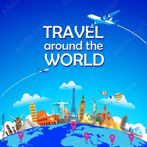 World cultural tourism and historical monuments. Travel tour organizations.