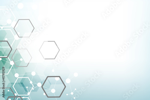 Technology structure molecular connect elements. Connection with hexagons elements. Vector illustration