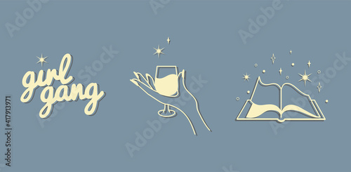 Set de diseños abstracto de iconos vectoriales en estilo lineal, minimalista y moderno, emblemas femeninos.