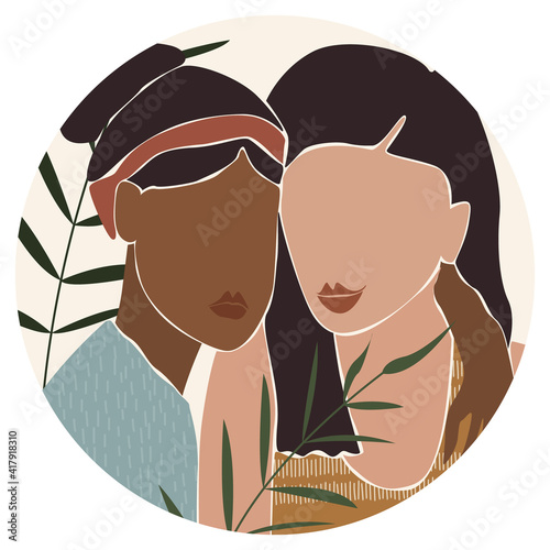 abstract portrait of a woman, beautiful fashionable minimalism in nude shades...