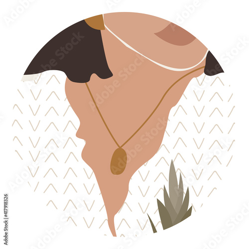 abstract portrait of a woman, beautiful fashionable minimalism in nude shades...