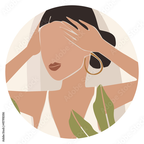 abstract portrait of a woman, beautiful fashionable minimalism in nude shades...