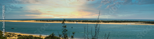 Obraz w ramie Panoramic of El Portil beach with sky clouds