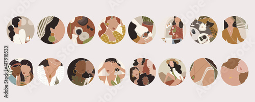 abstract portrait of a woman, beautiful fashionable minimalism in nude shades...