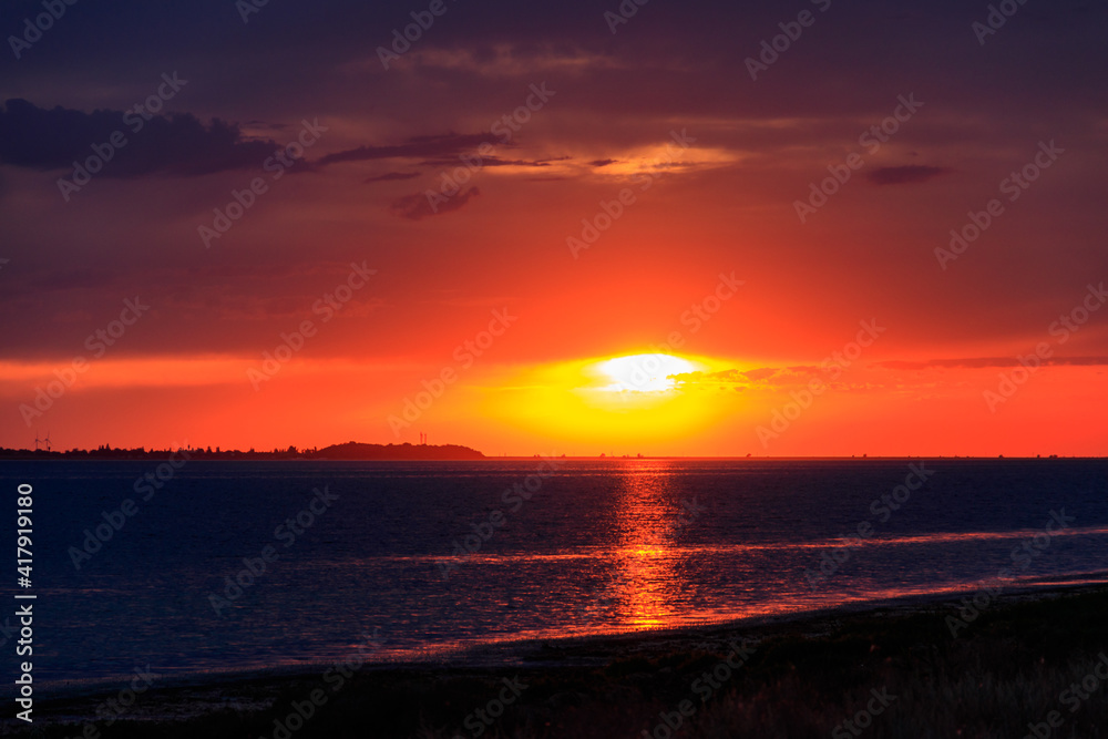 Beautiful sunset over the Black sea in Ukraine