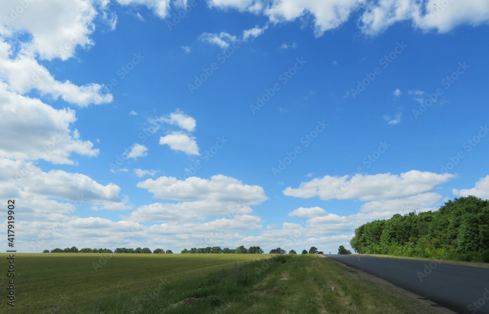 Beautiful view of field and sky in europian village Beautiful view of field and sky in europian village