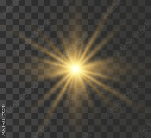  A bright yellow star explodes on a transparent background.