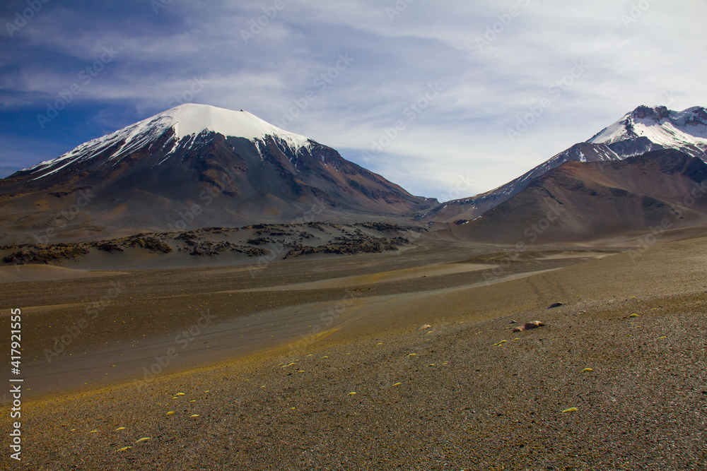 Parinacota and Pomerade volcanos - Bolivian Altiplano, South America