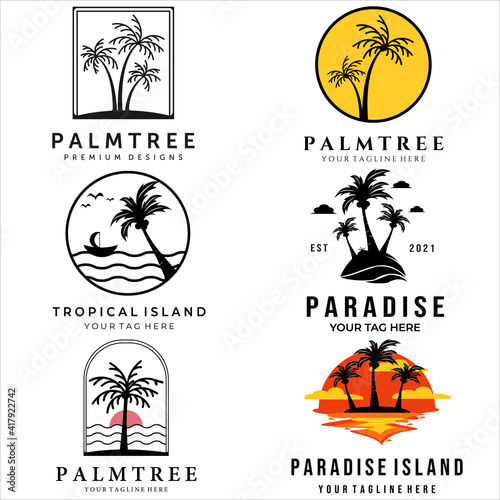 set palm tree or coconut tree vector logo illustration design