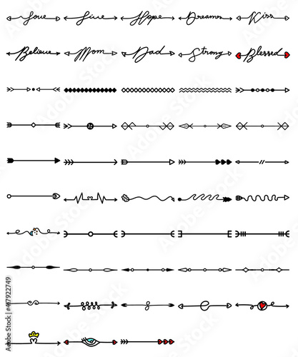 50 arrows set black hand-drawn arrows to clip art element doodle arrows tribal arrows SVG