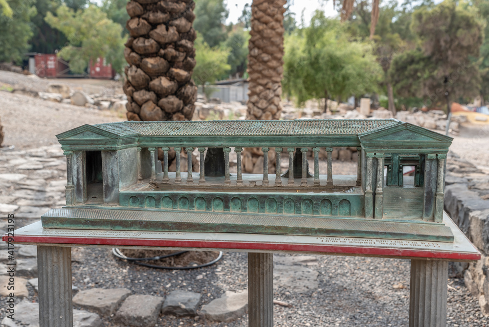Bronze replication of ancient buildings in Beit She'an National Park in Israel Bronze replication of ancient buildings in Beit She'an National Park in Israel