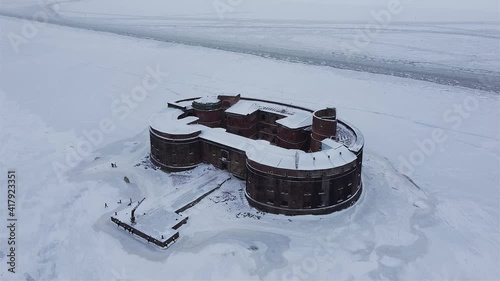 Fort Alexander I in winter time aerial video