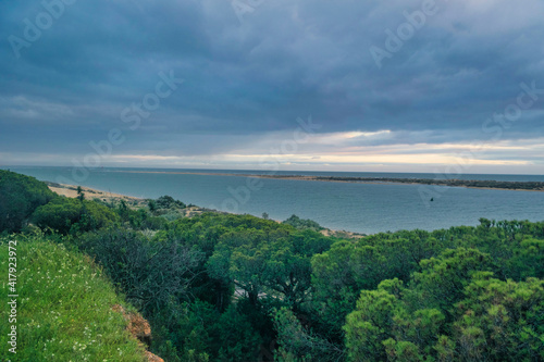 Gloomy clouds, sunset over the sea, storm, Huelva