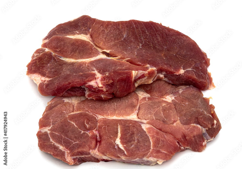 Raw pork neck isolated on a white background