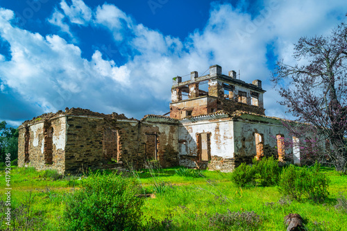 Abandoned, overgrown and decomposed inside an old manor house.
