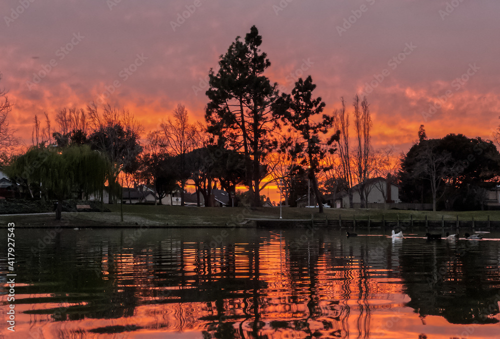 Suburban Landscape During Cloudy Sunset Suburban Landscape During Cloudy Sunset