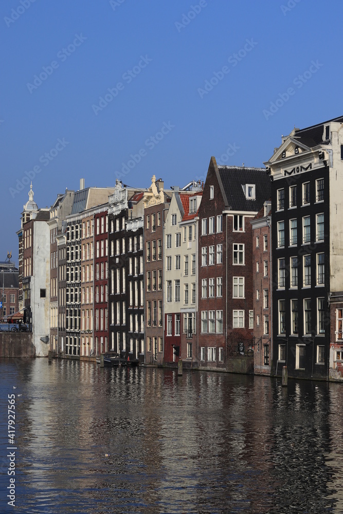 Amsterdam Historic Damrak Canal Buildings