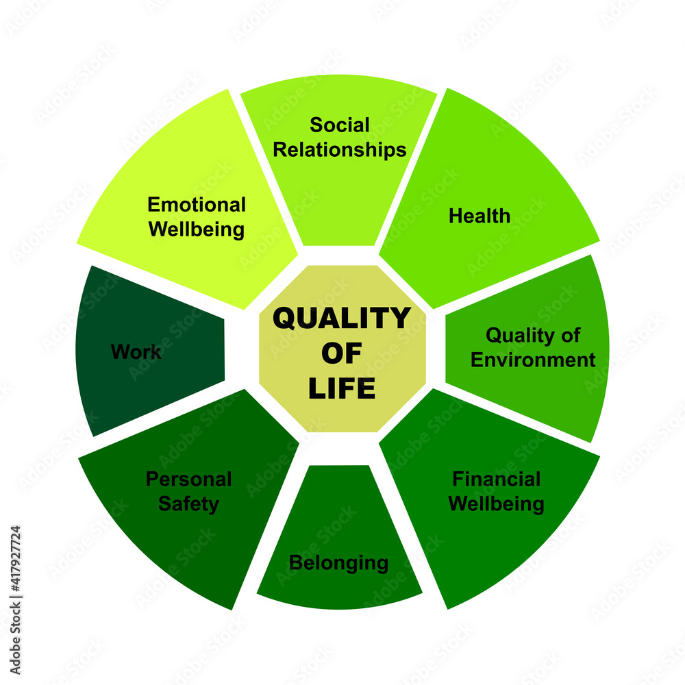 Diagram concept with Quality of Life text and keywords. EPS 10 isolated on white background Diagram concept with Quality of Life text and keywords. EPS 10 isolated on white background