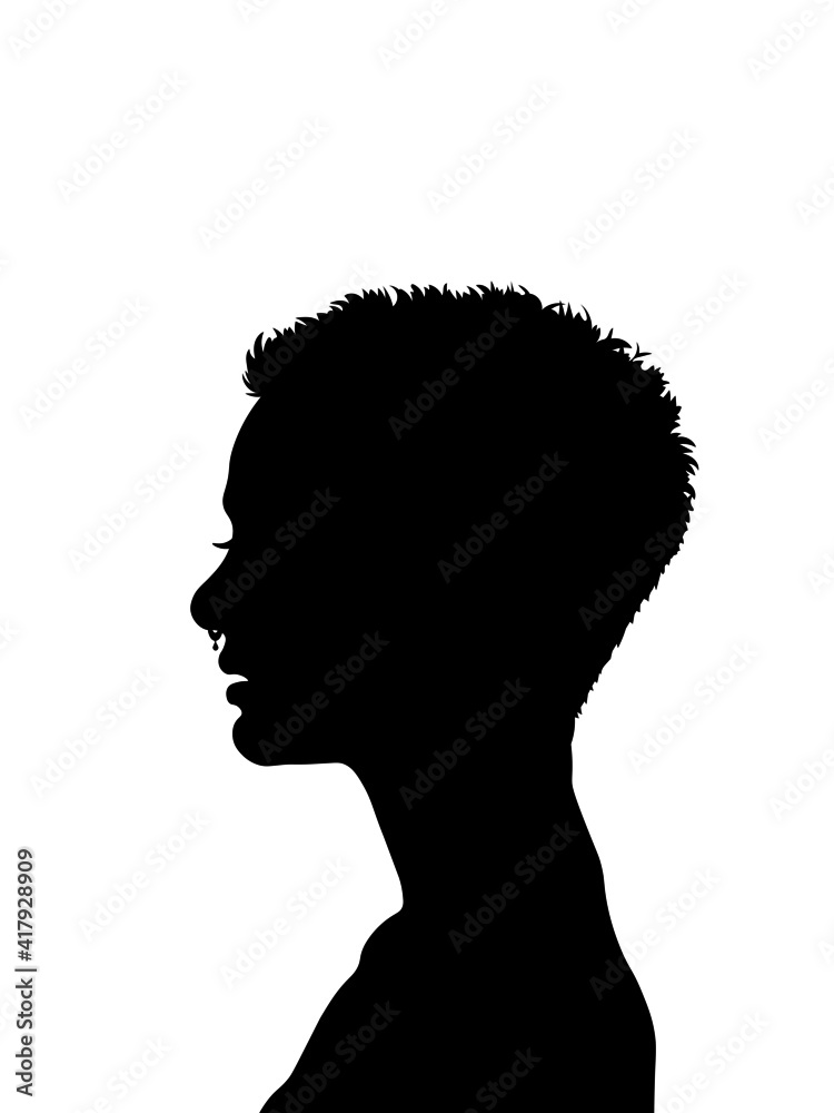 woman, black, profile. face in profile, woman face in profile	