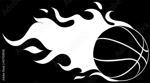 silhouette Basketball ball in flame vector illustration design
